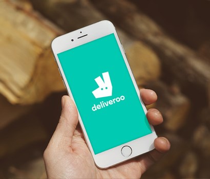 Phone displaying Deliveroo app