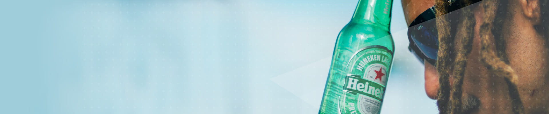 Banner with bottle and person